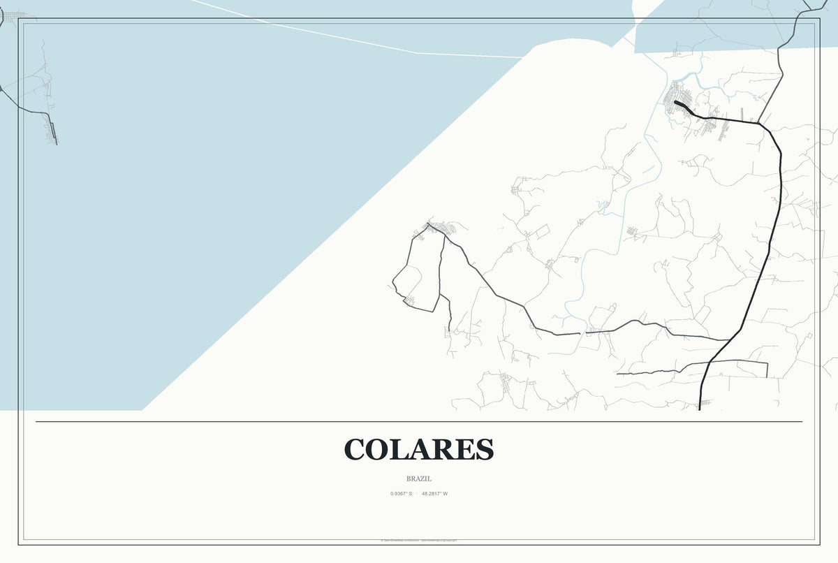 Colares, Brazil City Map Aluminum Sign in Gallery Air style
