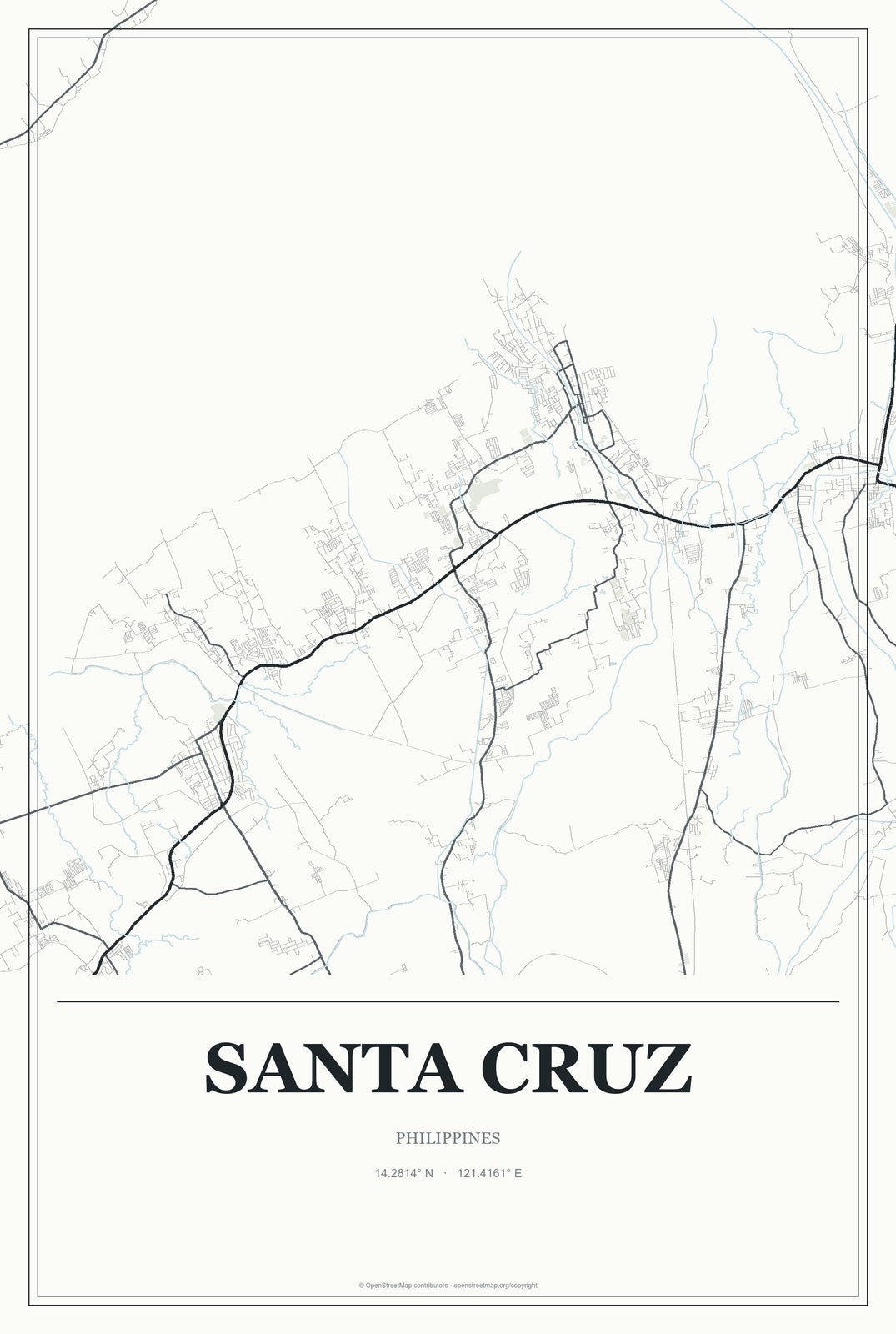 Santa Cruz, Calabarzon, Philippines City Map Aluminum Sign in Gallery Air style