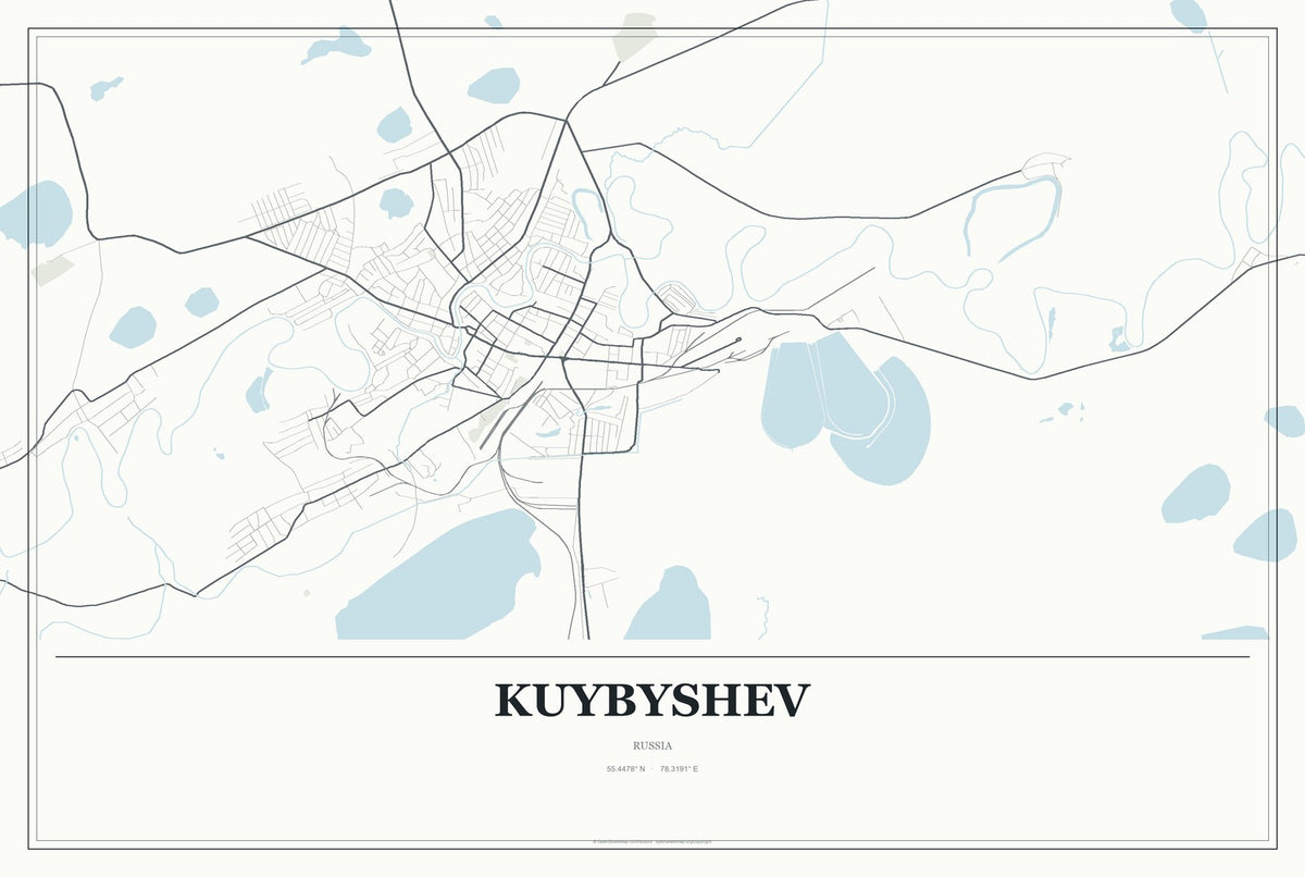 Kuybyshev, Russia City Map Aluminum Sign in Gallery Air style