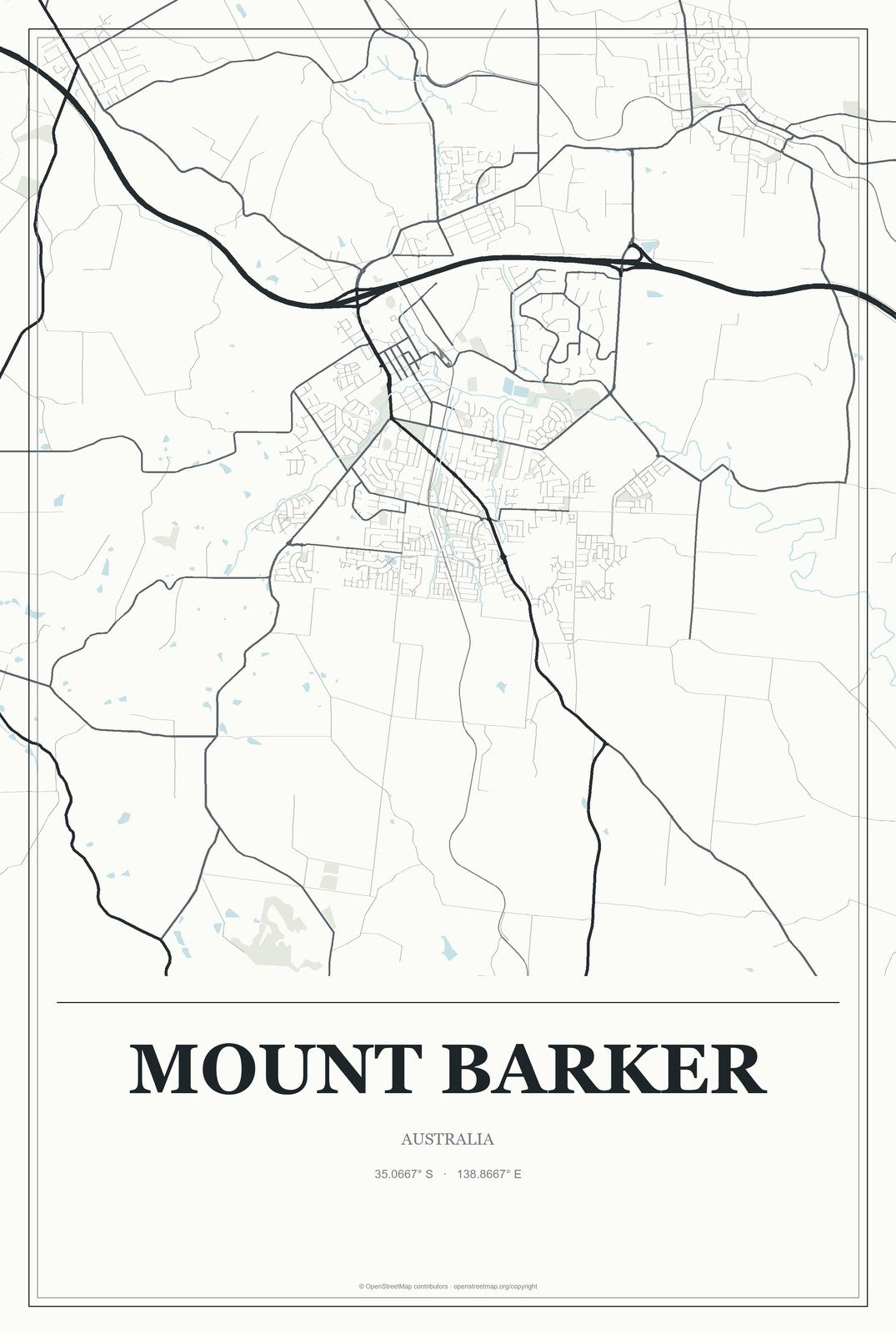 Mount Barker, Australia City Map Aluminum Sign in Gallery Air style