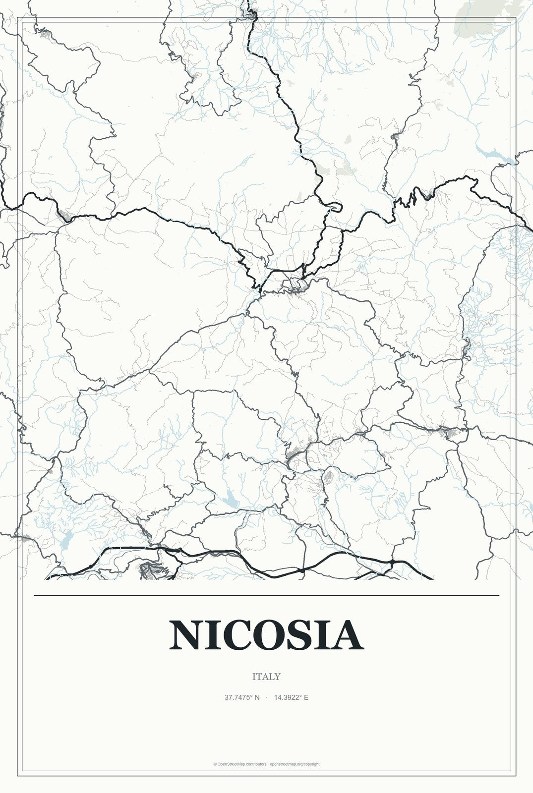 Nicosia, Italy City Map Aluminum Sign in Gallery Air style