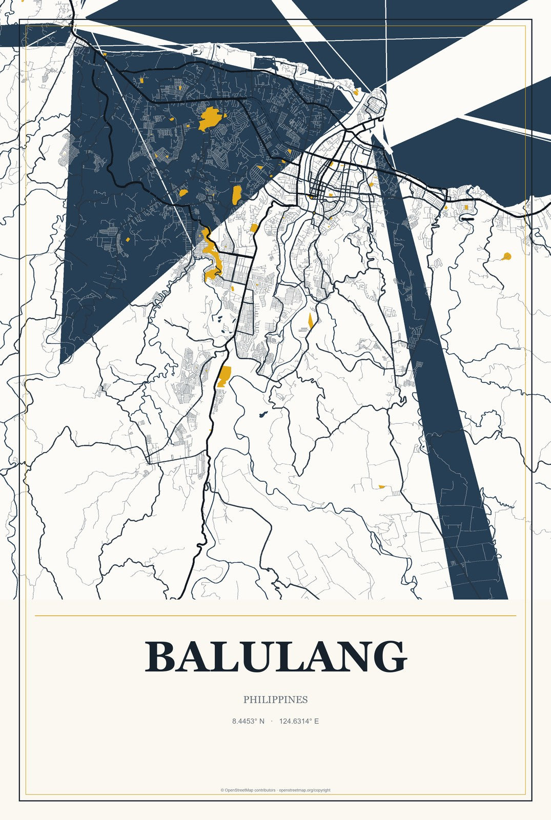 Balulang, Philippines City Map Aluminum Sign in Citrine Modern style