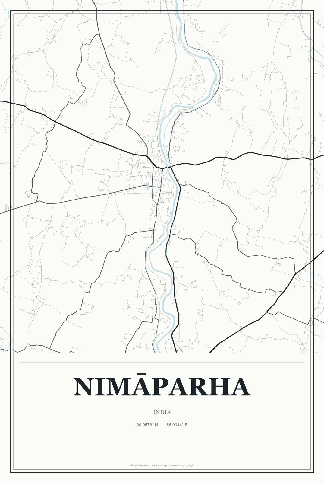 Nimāparha, India City Map Aluminum Sign in Gallery Air style