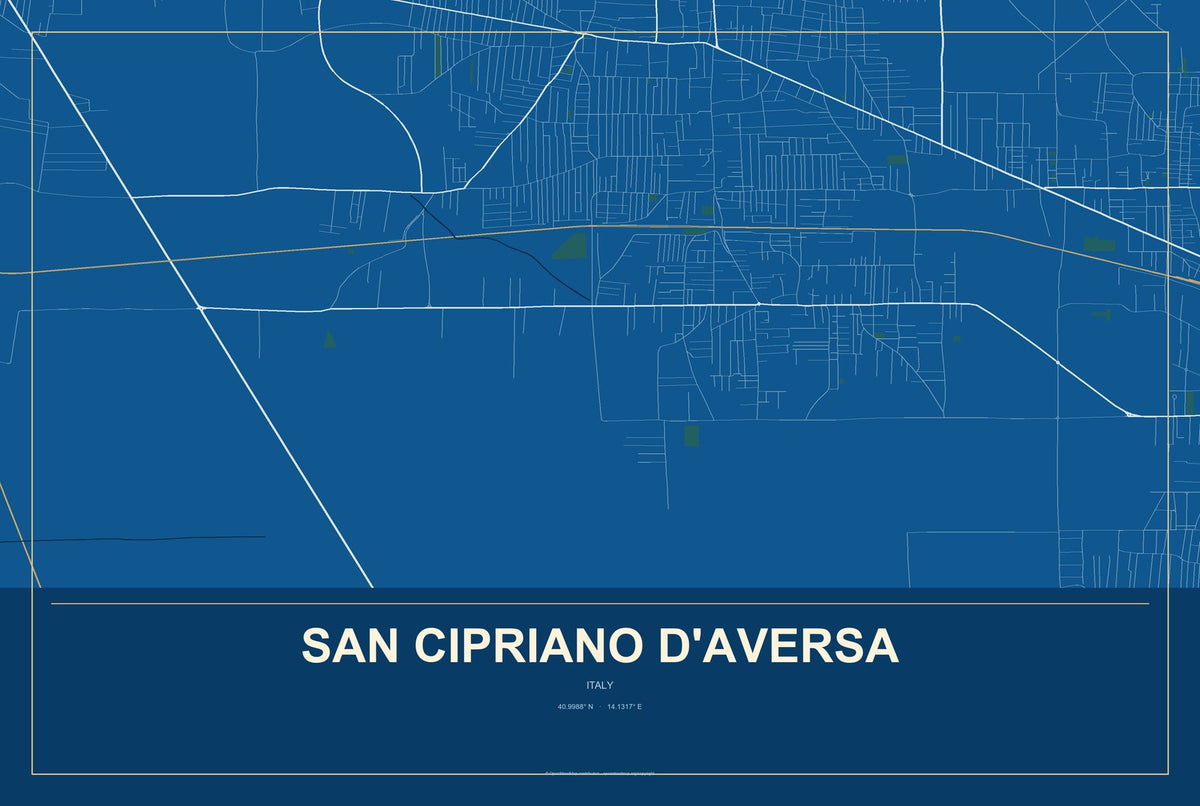 San Cipriano d'Aversa, Italy City Map Aluminum Sign in Harbor Cobalt style
