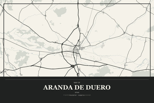 Aranda de Duero, Spain City Map Aluminum Sign in Museum Plaque style