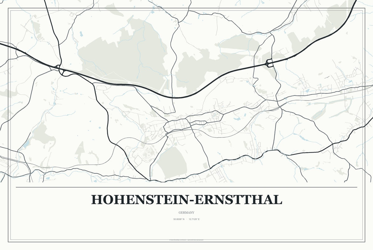 Hohenstein-Ernstthal, Germany City Map Aluminum Sign in Gallery Air style