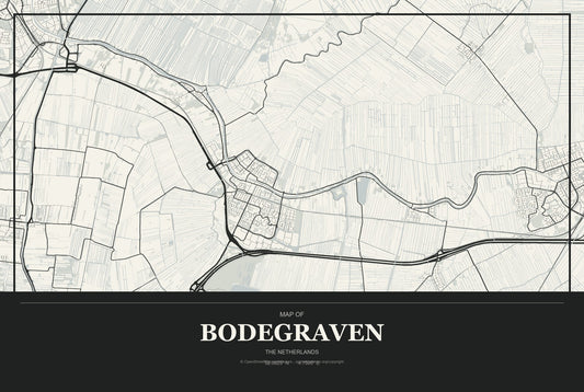 Bodegraven, The Netherlands City Map Aluminum Sign in Museum Plaque style