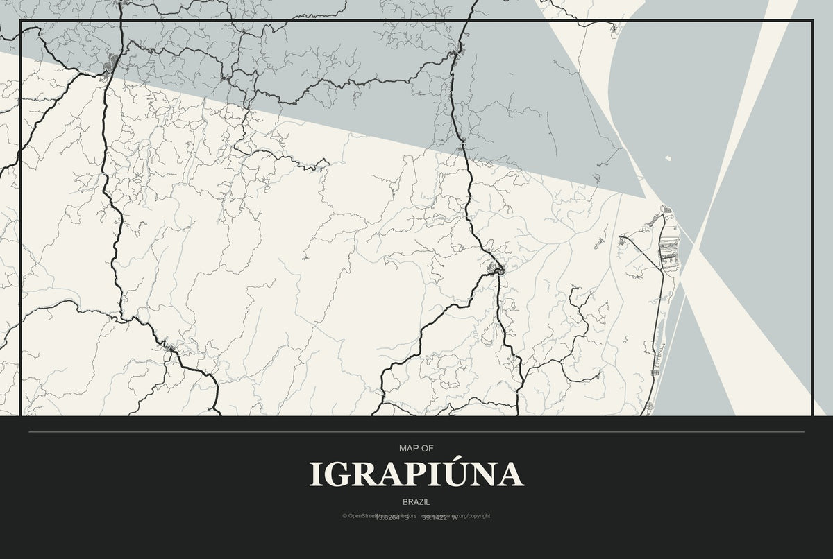 Igrapiúna, Brazil City Map Aluminum Sign in Museum Plaque style