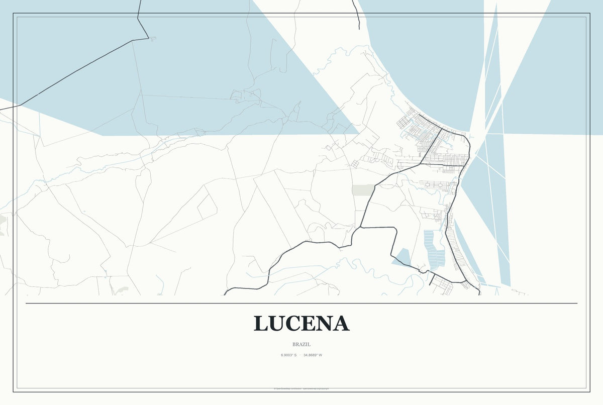 Lucena, Brazil City Map Aluminum Sign in Gallery Air style