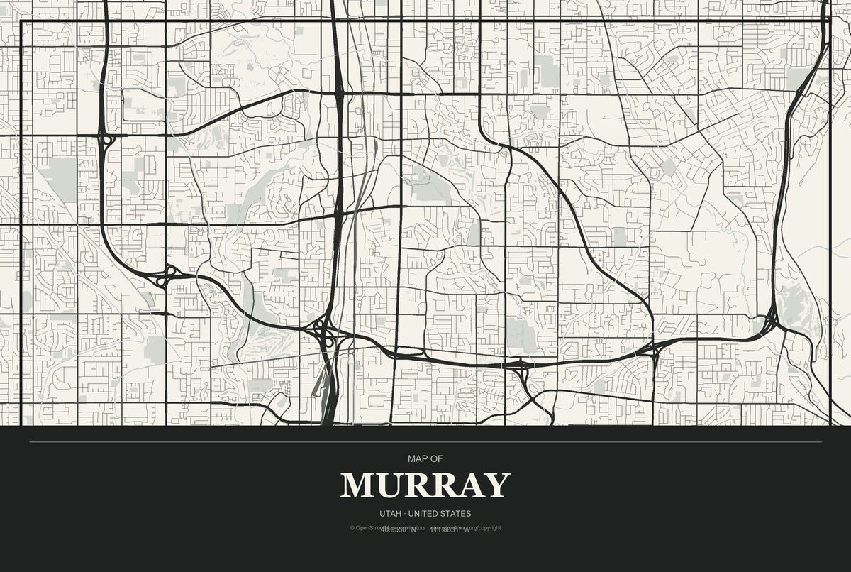 Murray, Utah City Map Aluminum Sign in Museum Plaque style