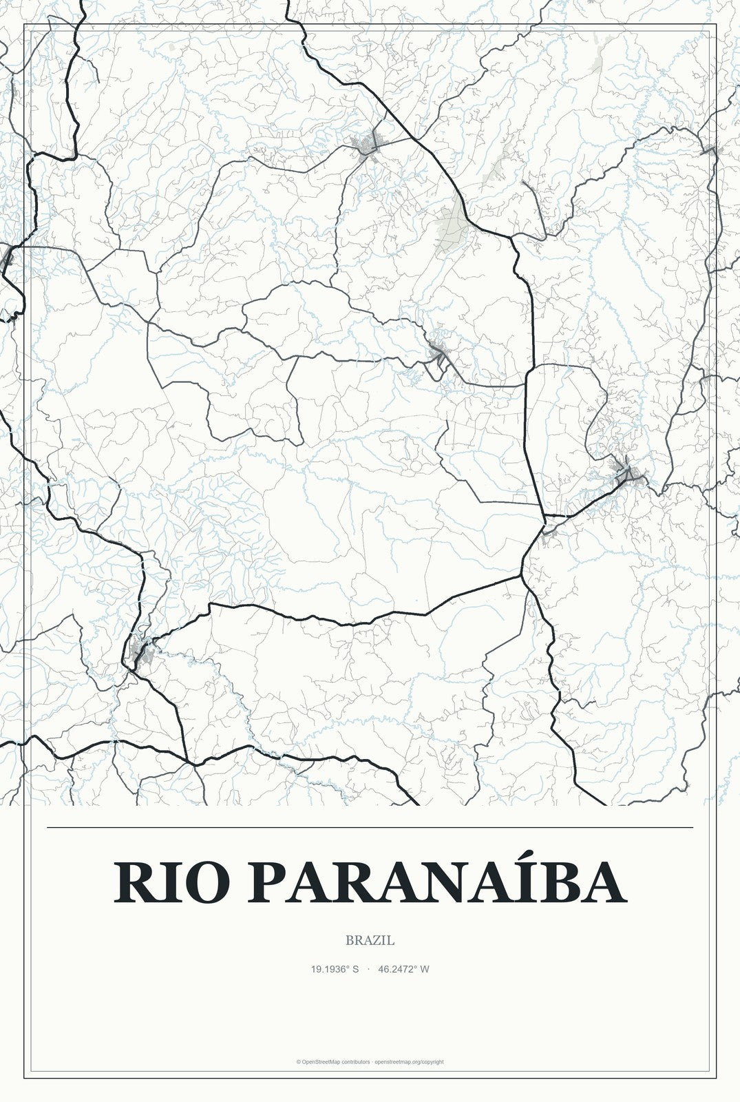 Rio Paranaíba, Brazil City Map Aluminum Sign in Gallery Air style