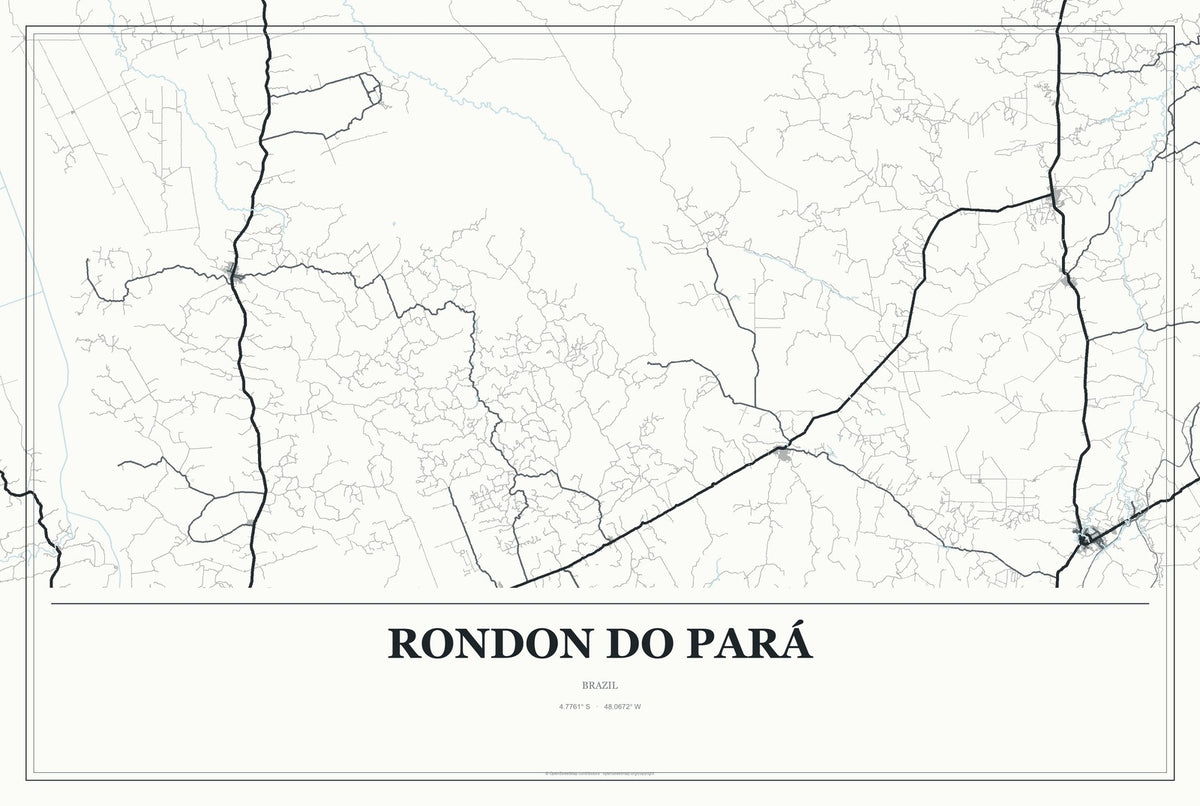 Rondon do Pará, Brazil City Map Aluminum Sign in Gallery Air style