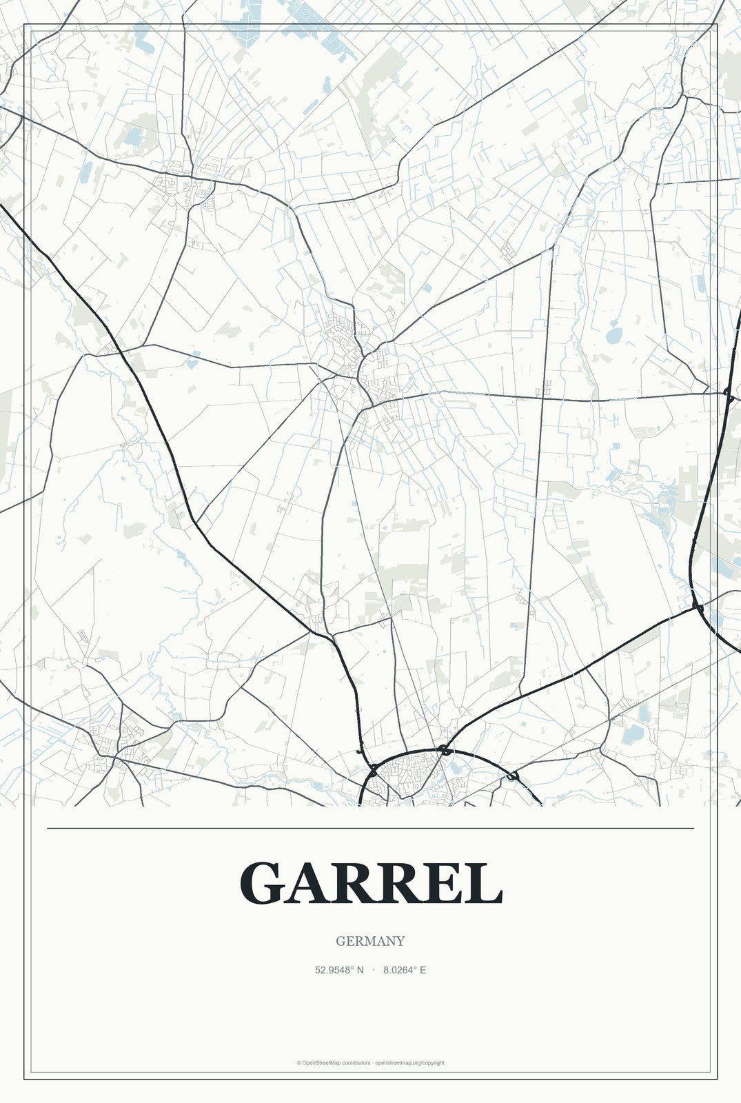 Garrel, Germany City Map Aluminum Sign in Gallery Air style
