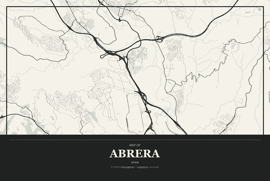 Abrera, Spain City Map Aluminum Sign in Museum Plaque style