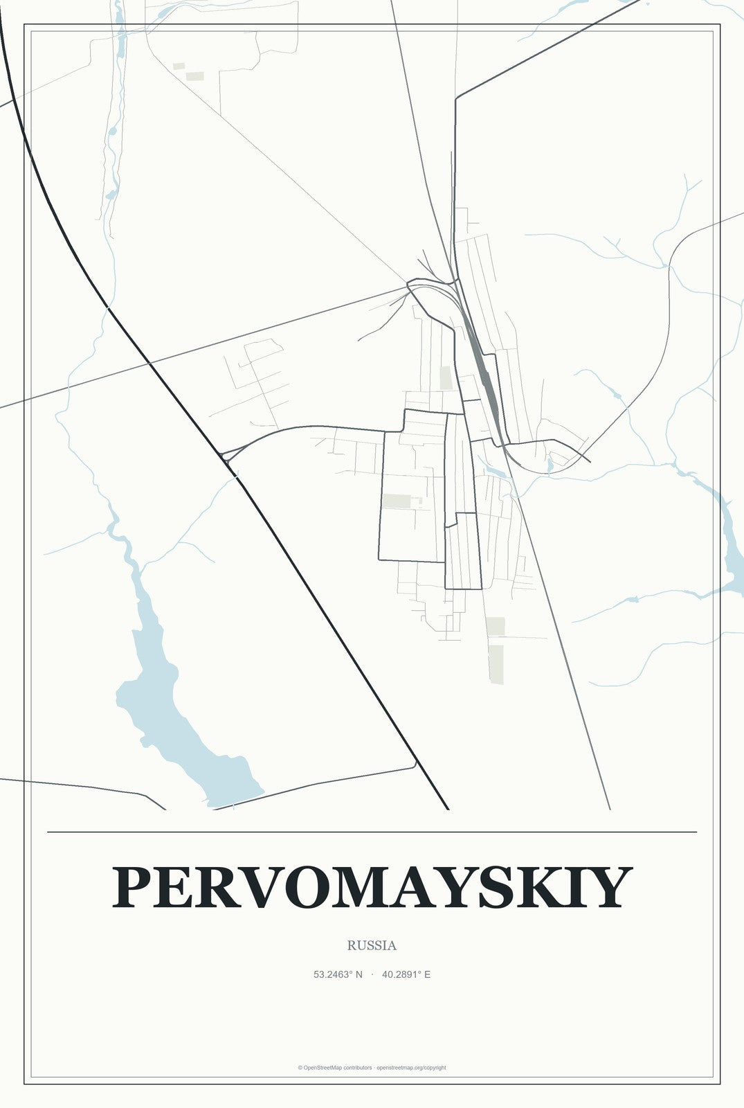 Pervomayskiy, Zabaykalskiy (Transbaikal) Kray, Russia City Map Aluminum Sign in Gallery Air style