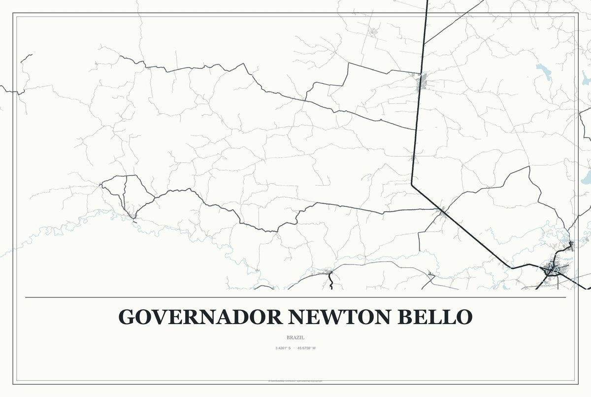 Governador Newton Bello, Brazil City Map Aluminum Sign in Gallery Air style