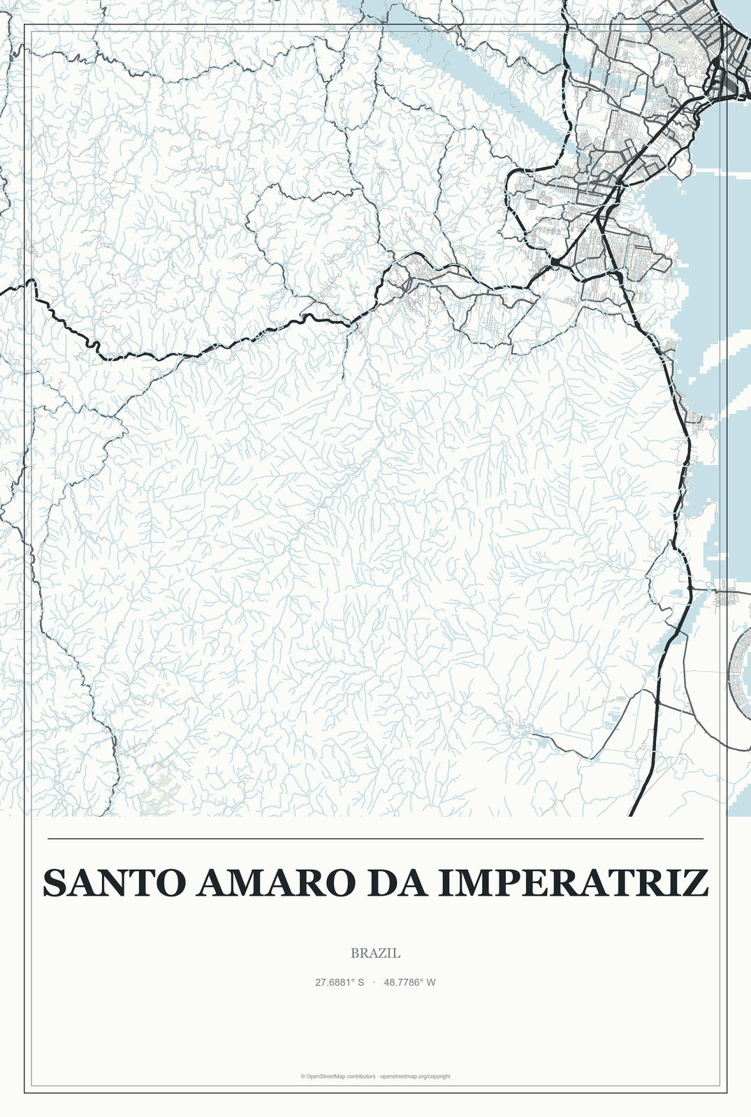 Santo Amaro da Imperatriz, Brazil City Map Aluminum Sign in Gallery Air style