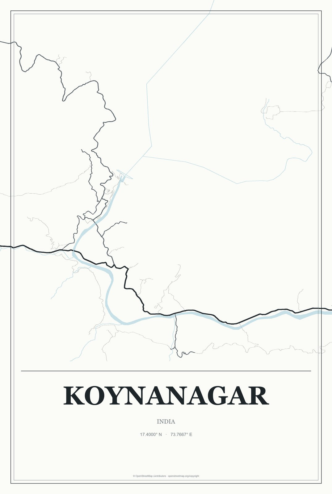 Koynanagar, India City Map Aluminum Sign in Gallery Air style