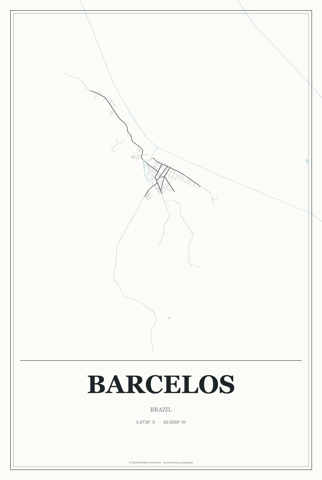 Barcelos, Brazil City Map Aluminum Sign in Gallery Air style