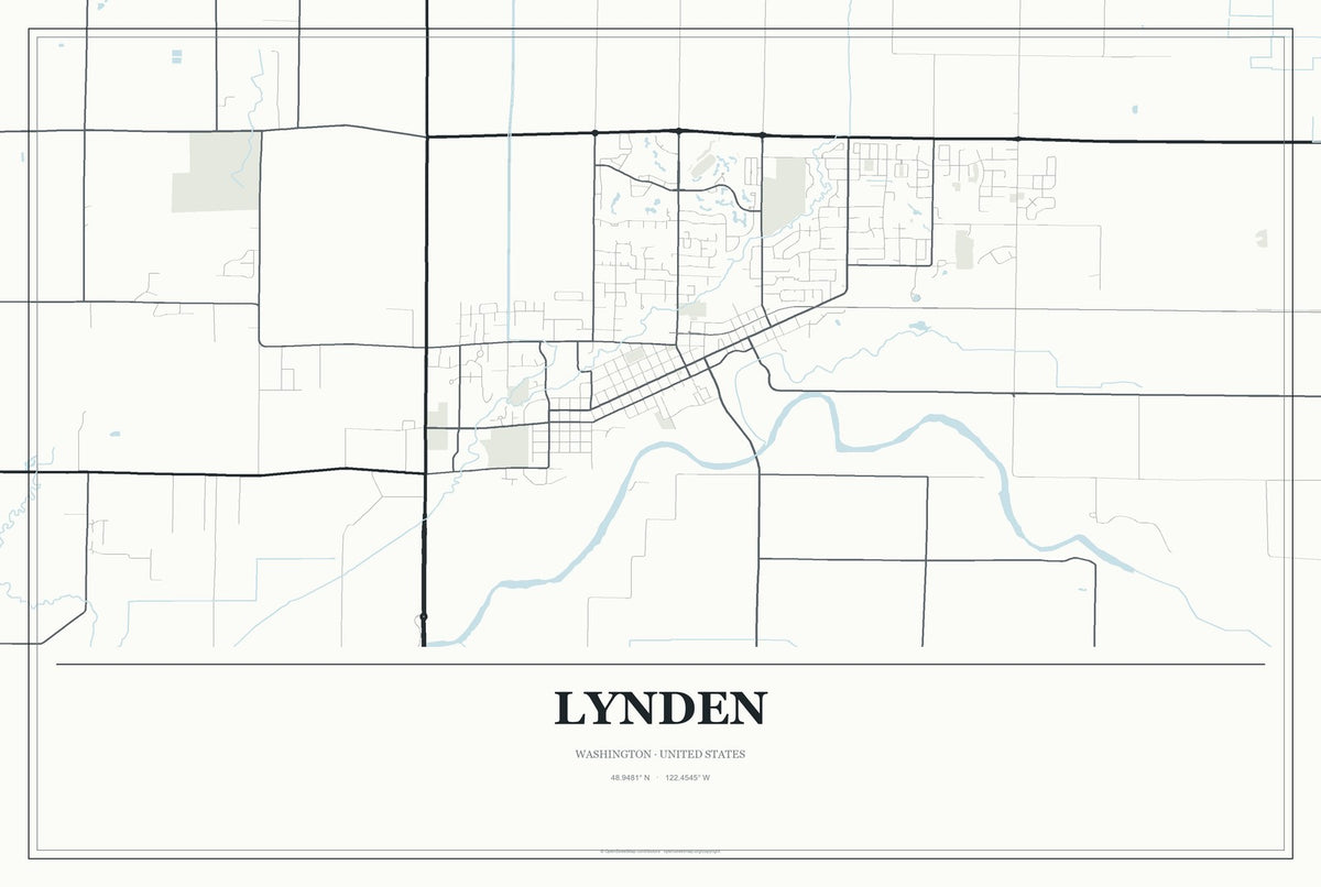 Lynden, Washington City Map Aluminum Sign in Gallery Air style