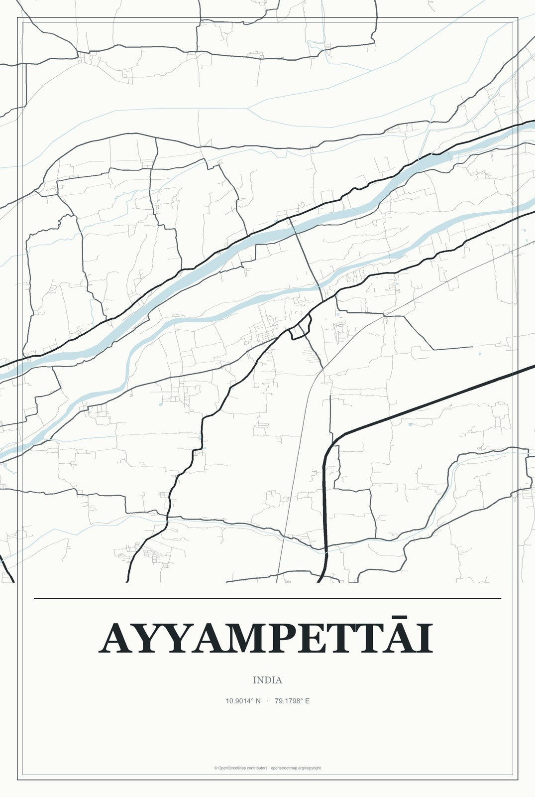 Ayyampettāi, India City Map Aluminum Sign in Gallery Air style