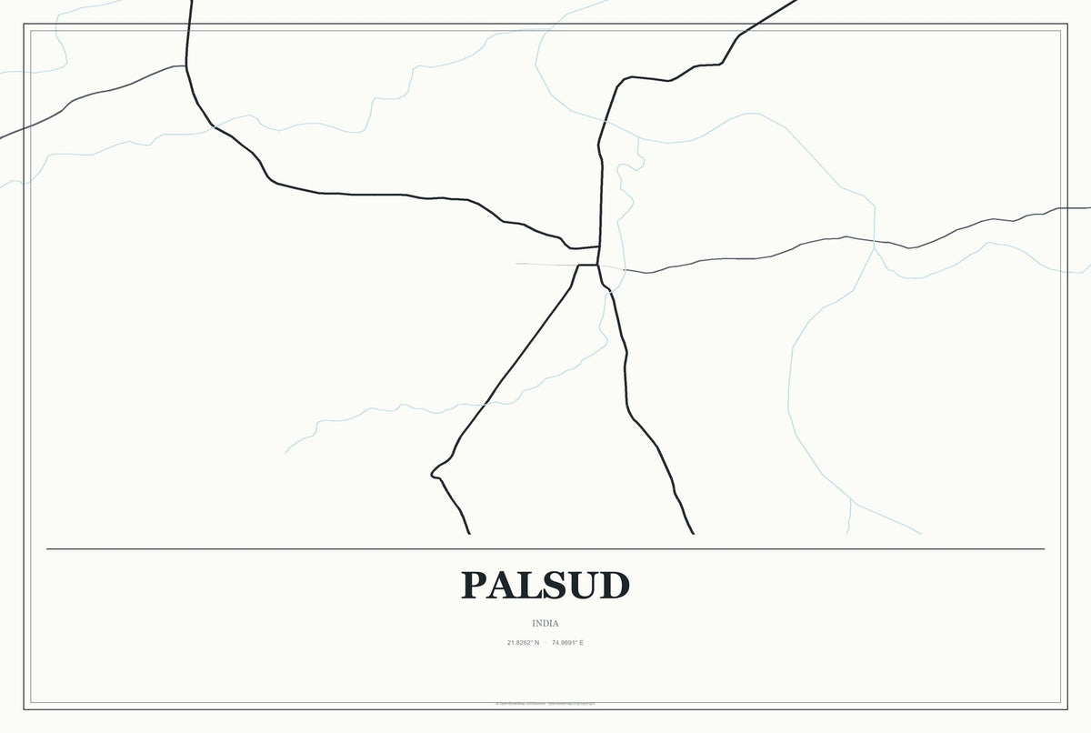 Palsud, India City Map Aluminum Sign in Gallery Air style