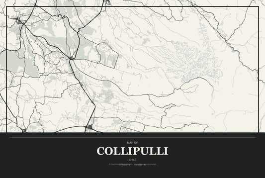 Collipulli, Chile City Map Aluminum Sign in Museum Plaque style