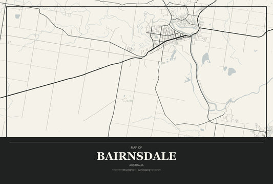 Bairnsdale, Australia City Map Aluminum Sign in Museum Plaque style