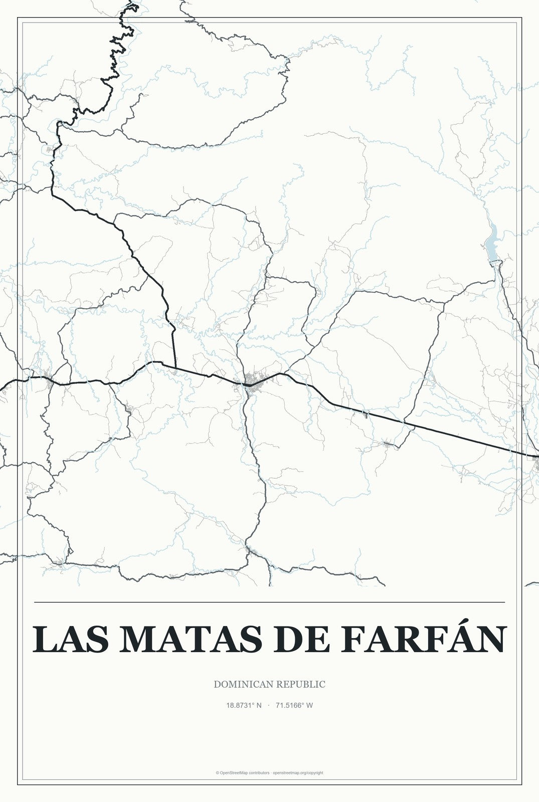 Las Matas de Farfán, Dominican Republic City Map Aluminum Sign in Gallery Air style