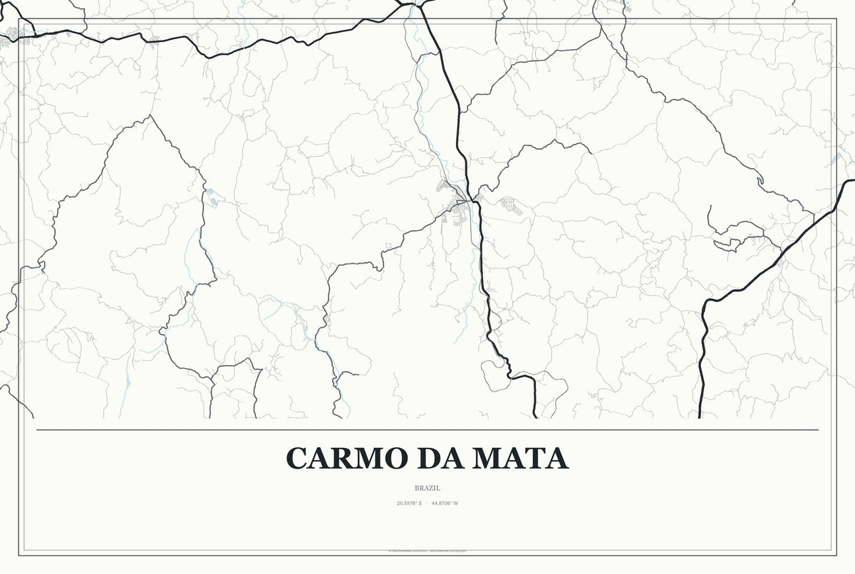 Carmo da Mata, Brazil City Map Aluminum Sign in Gallery Air style