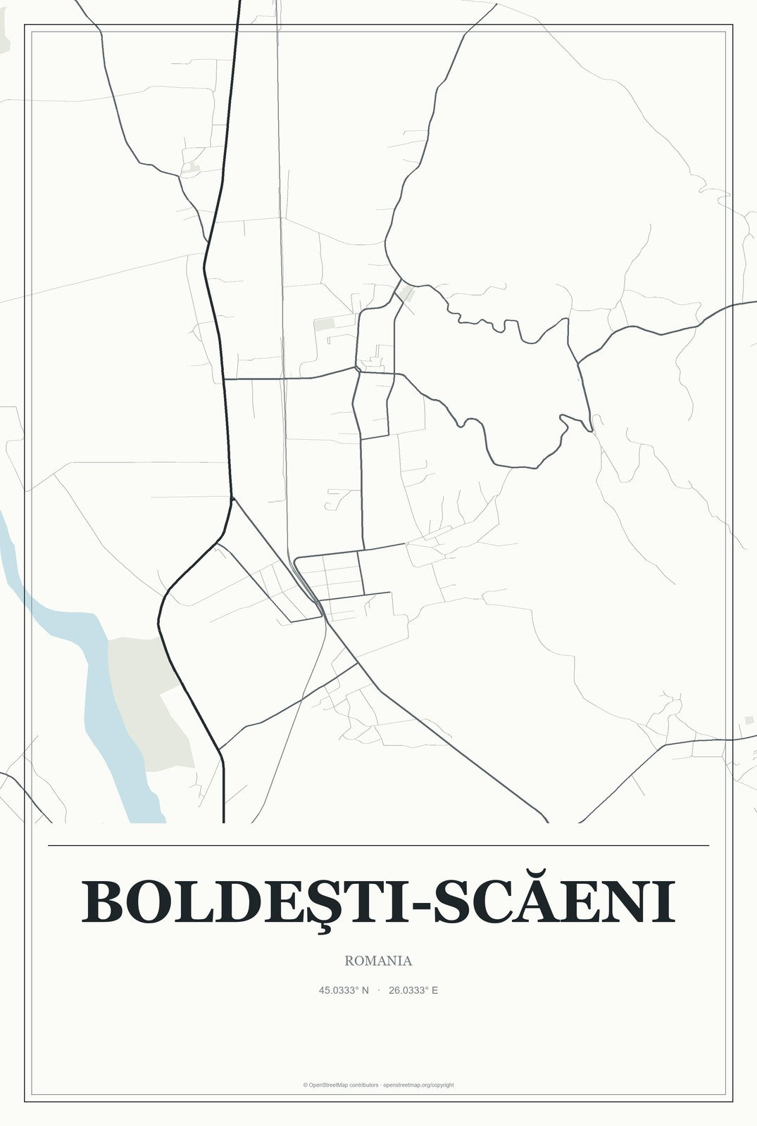 Boldeşti-Scăeni, Romania City Map Aluminum Sign in Gallery Air style