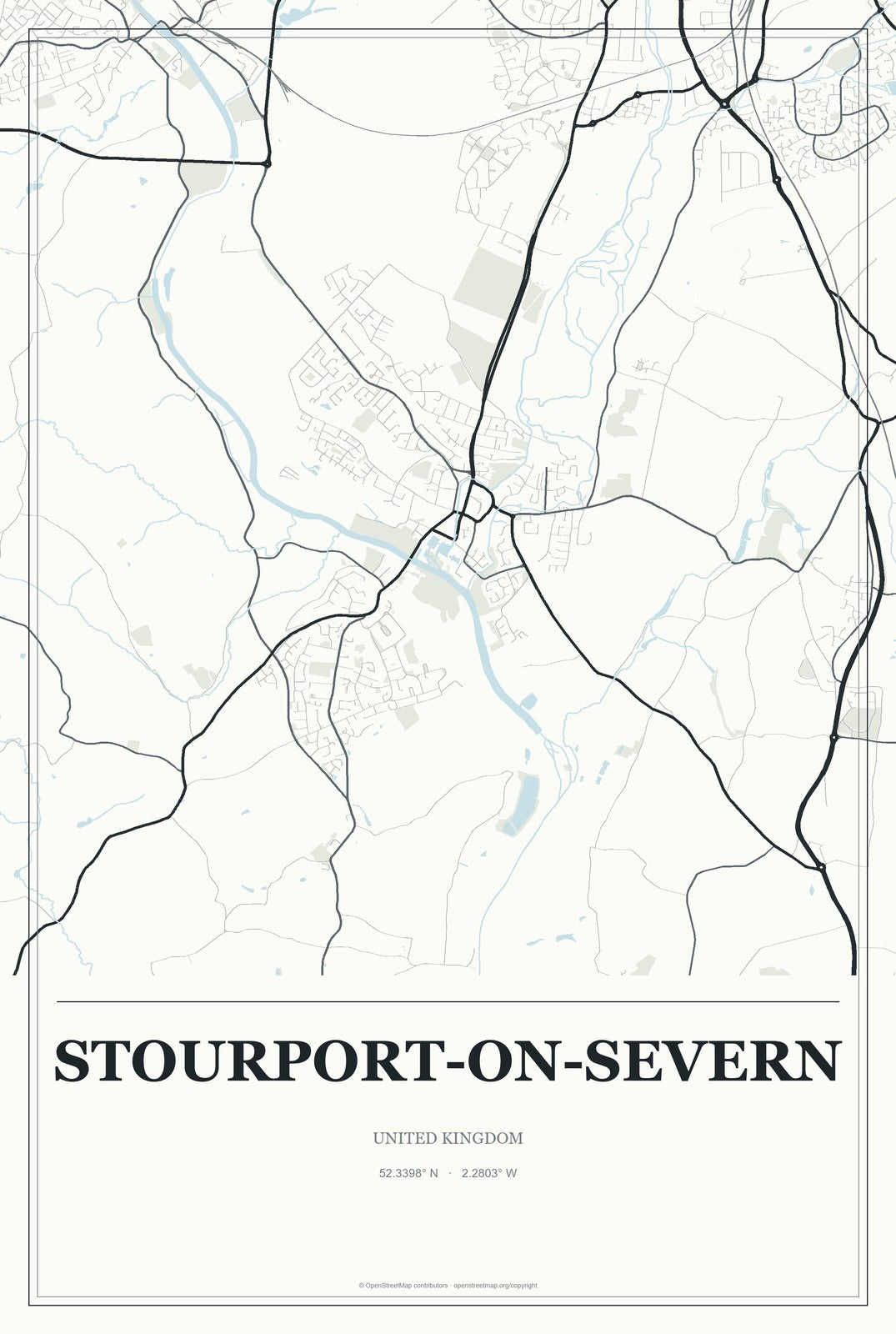 Stourport-on-Severn, United Kingdom City Map Aluminum Sign in Gallery Air style