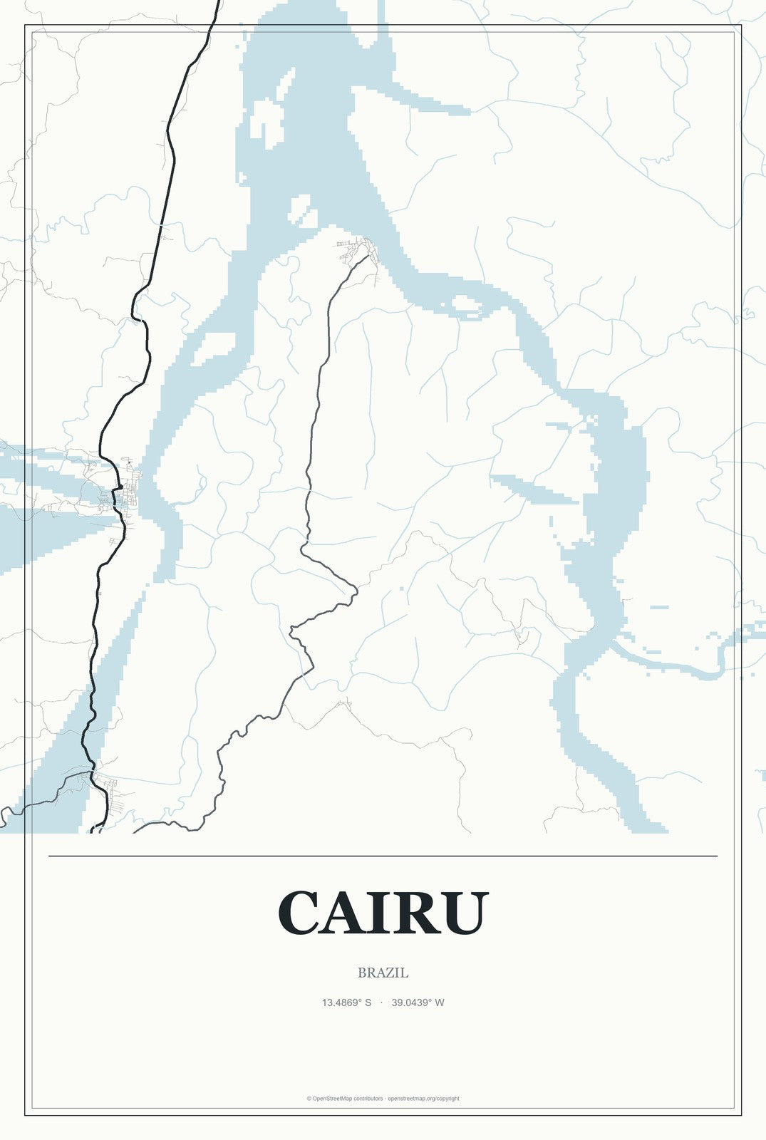 Cairu, Brazil City Map Aluminum Sign in Gallery Air style
