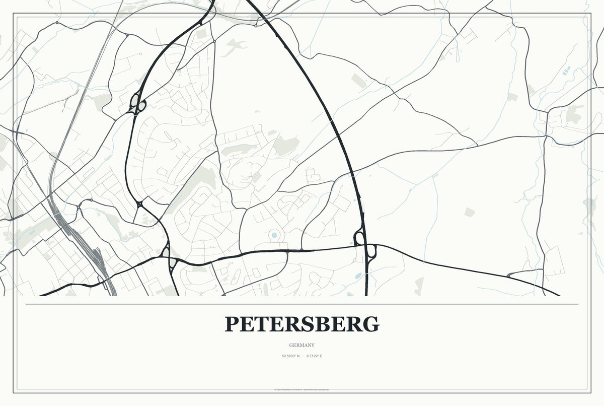 Petersberg, Germany City Map Aluminum Sign in Gallery Air style