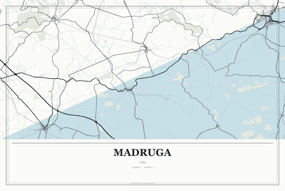 Madruga, Cuba City Map Aluminum Sign in Gallery Air style