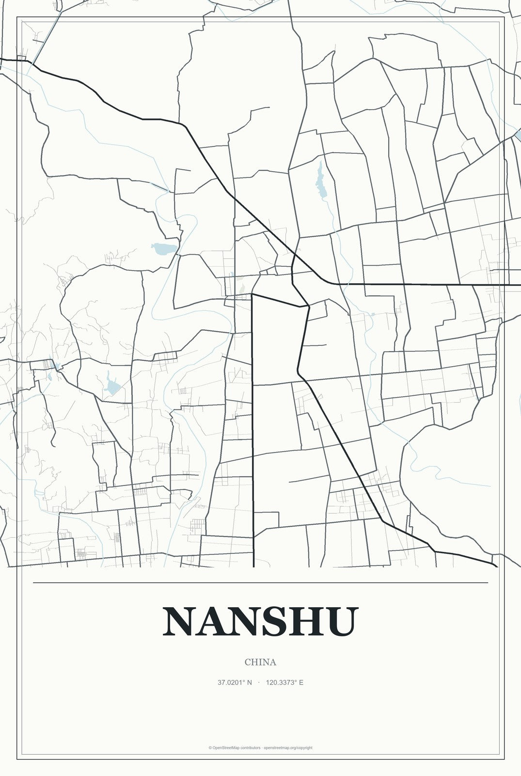 Nanshu, China City Map Aluminum Sign in Gallery Air style