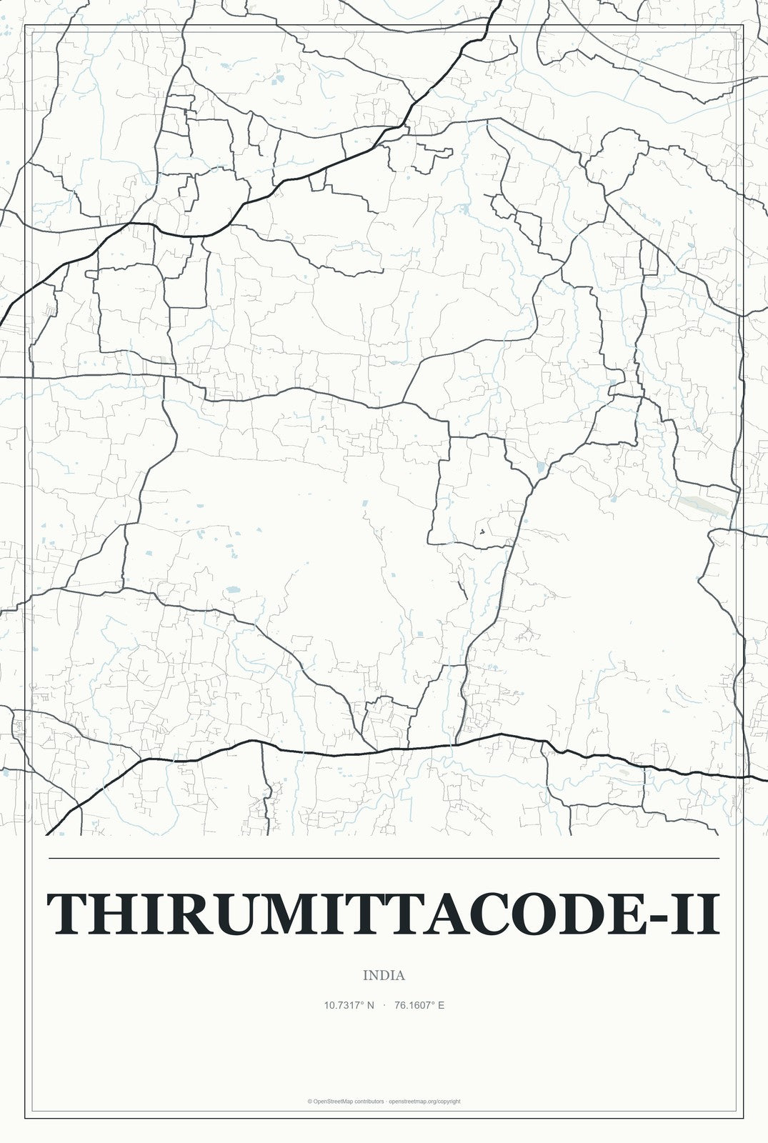 Thirumittacode-II, India City Map Aluminum Sign in Gallery Air style