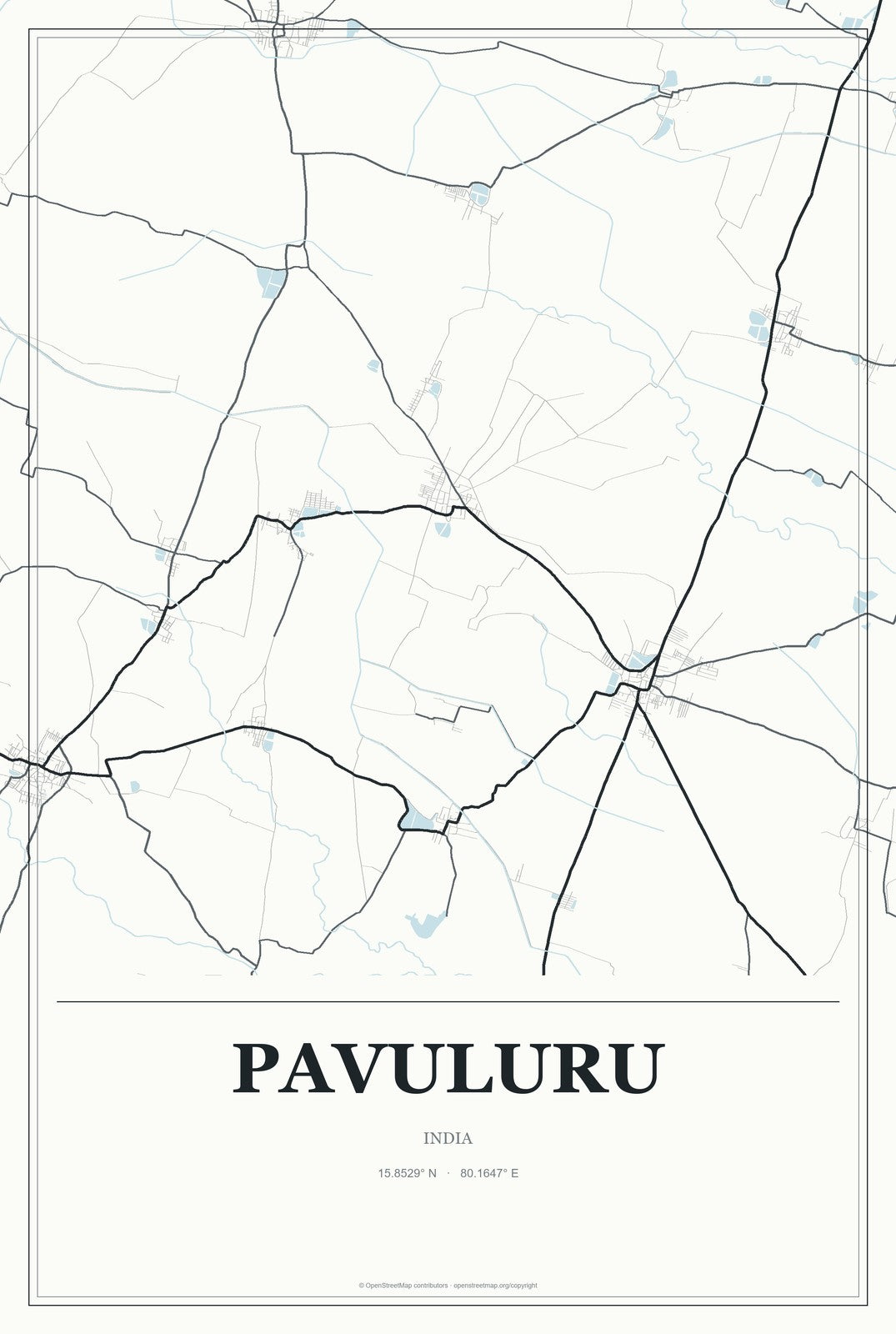 Pavuluru, India City Map Aluminum Sign in Gallery Air style