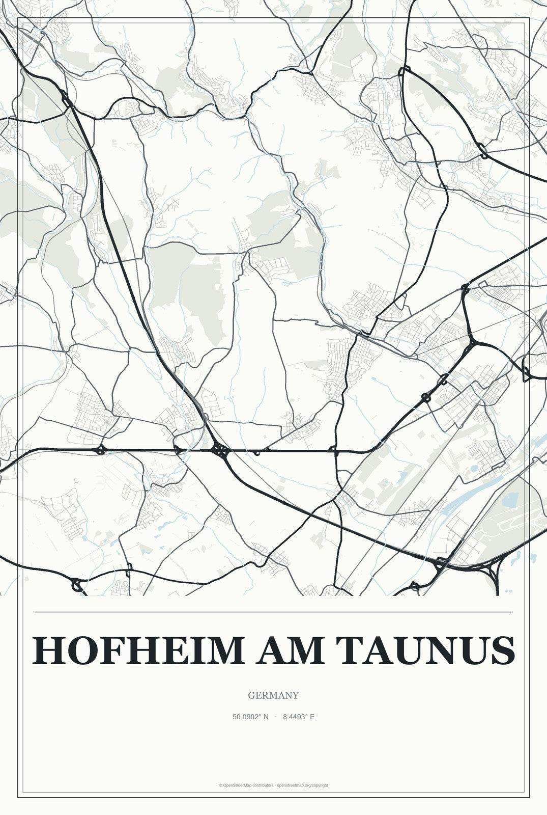 Hofheim am Taunus, Germany City Map Aluminum Sign in Gallery Air style