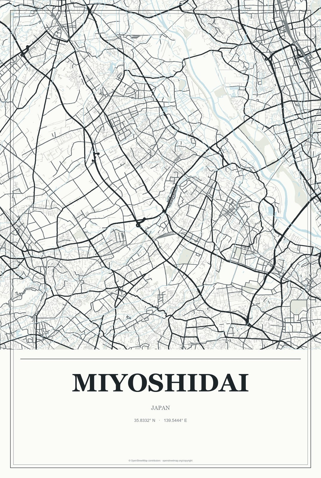 Miyoshidai, Japan City Map Aluminum Sign in Gallery Air style