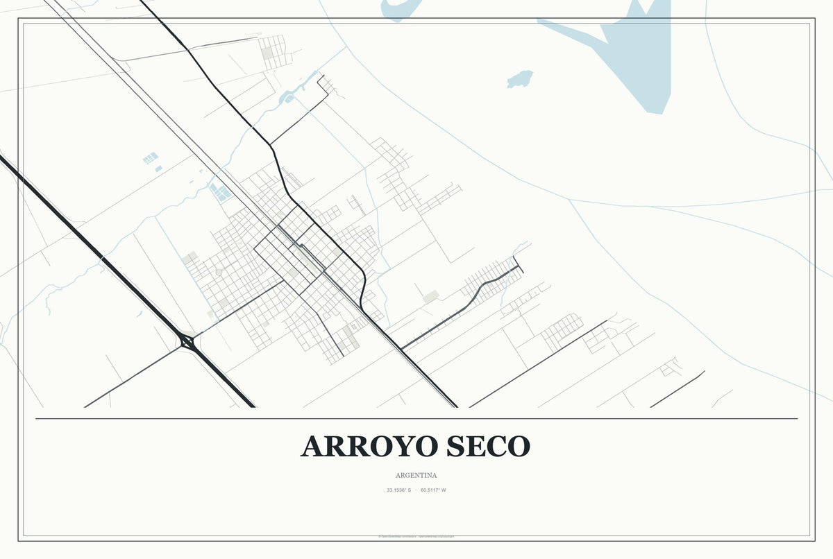 Arroyo Seco, Argentina City Map Aluminum Sign in Gallery Air style