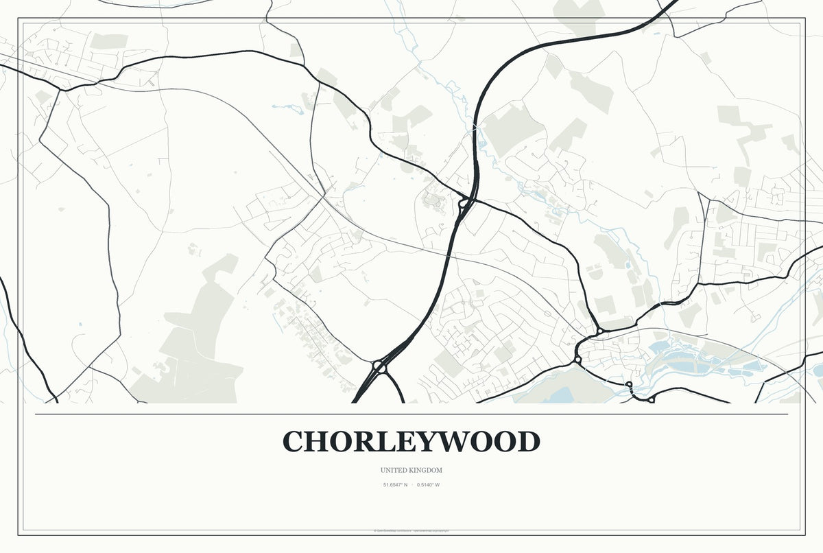 Chorleywood, United Kingdom City Map Aluminum Sign in Gallery Air style