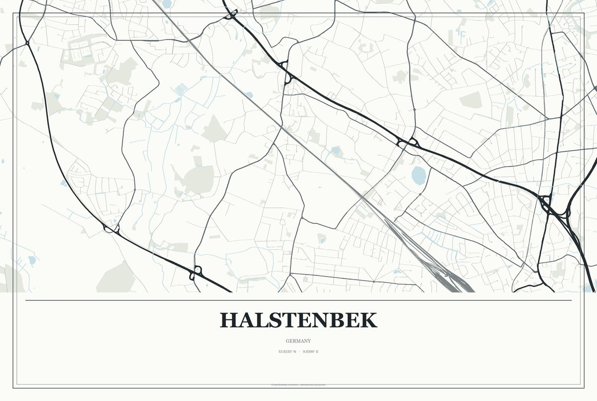 Halstenbek, Germany City Map Aluminum Sign in Gallery Air style