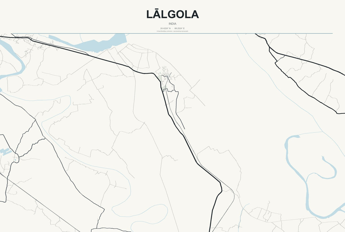 Lālgola, India City Map Aluminum Sign in Headline Atlas style