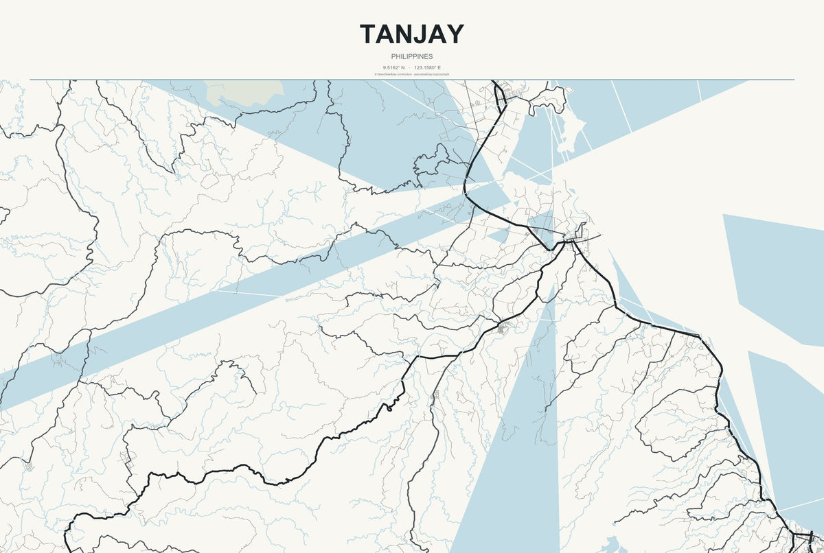 Tanjay, Philippines City Map Aluminum Sign in Headline Atlas style