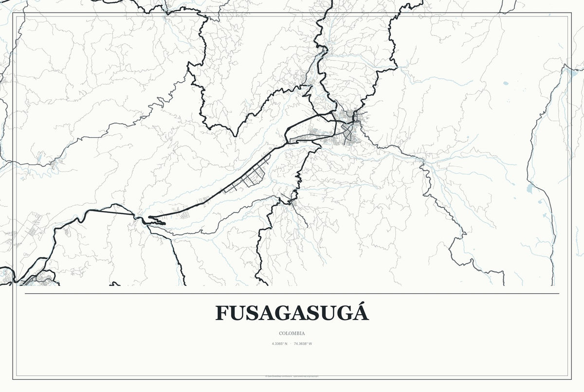 Fusagasugá, Colombia City Map Aluminum Sign in Gallery Air style
