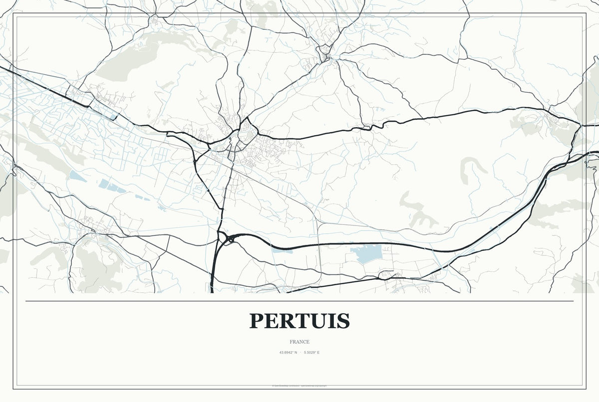 Pertuis, France City Map Aluminum Sign in Gallery Air style