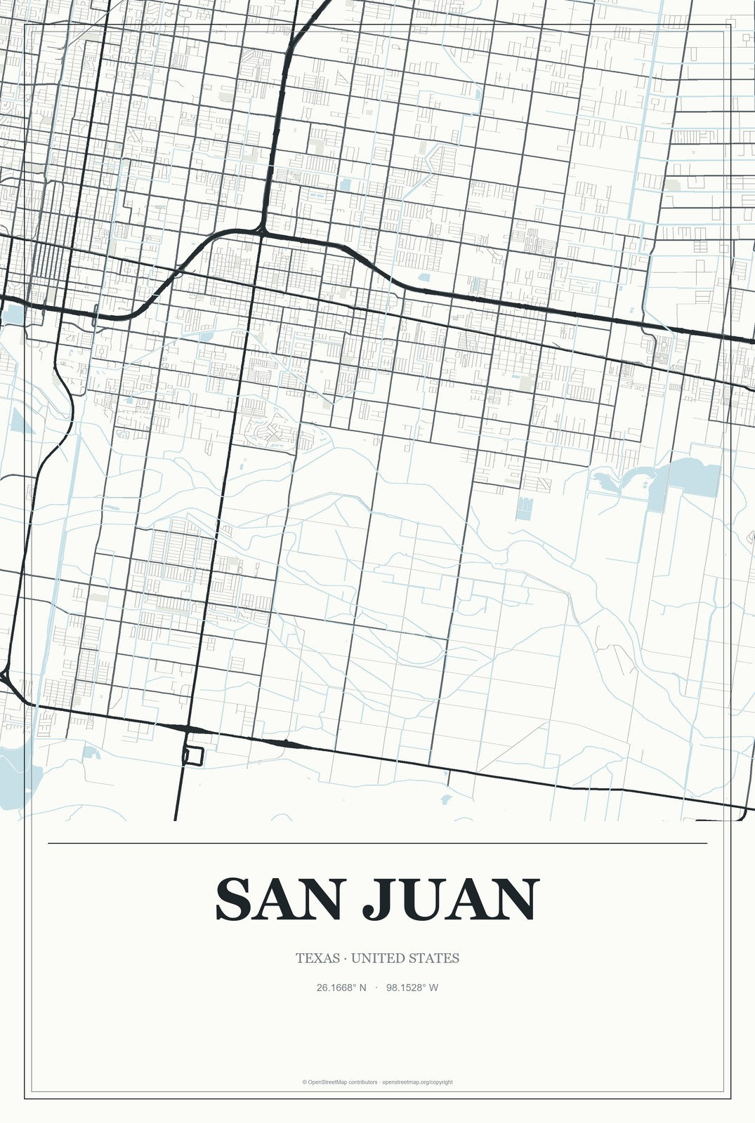 San Juan, Texas City Map Aluminum Sign in Gallery Air style