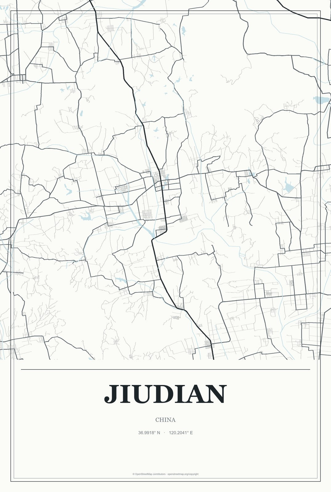 Jiudian, China City Map Aluminum Sign in Gallery Air style