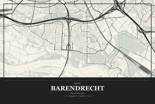 Barendrecht, The Netherlands City Map Aluminum Sign in Museum Plaque style